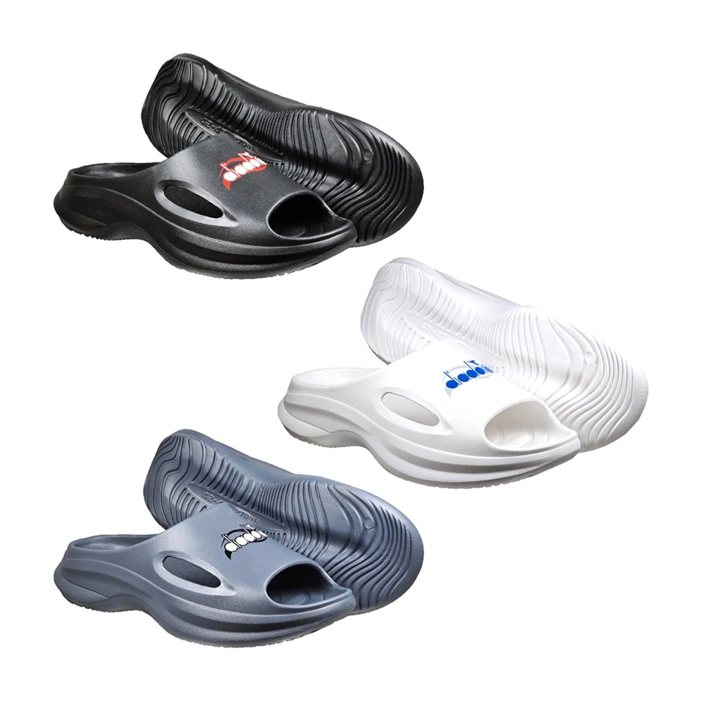 DIADORA迪亞多那 休閒運動拖鞋 男鞋 簡約 時尚 休閒 逛街 人體工學 紓壓 緩震 EVA 排水 止滑 黑 白 灰, , large