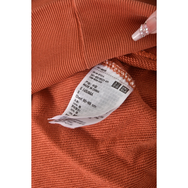 (S) uniqlo質感棉質橘色長袖上衣二手衣, , large