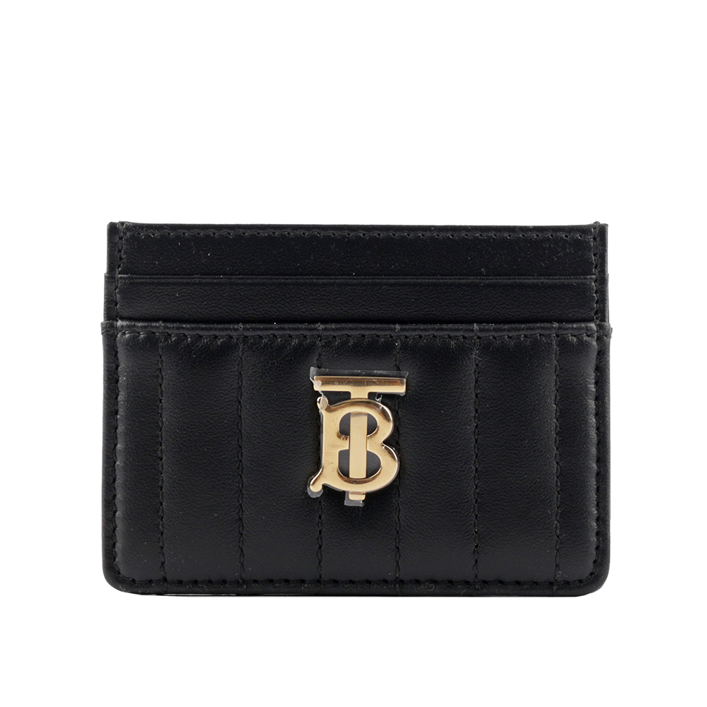 BURBERRY Lola 金字縫線小羊皮4卡名片/卡片夾/黑色, , large