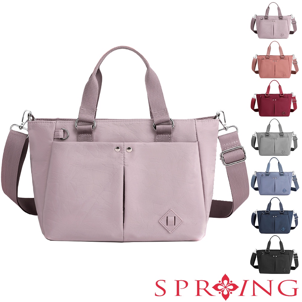 SPRING-學院風手提斜背2用包防潑水耐磨耐刮水餃包-多色, , large