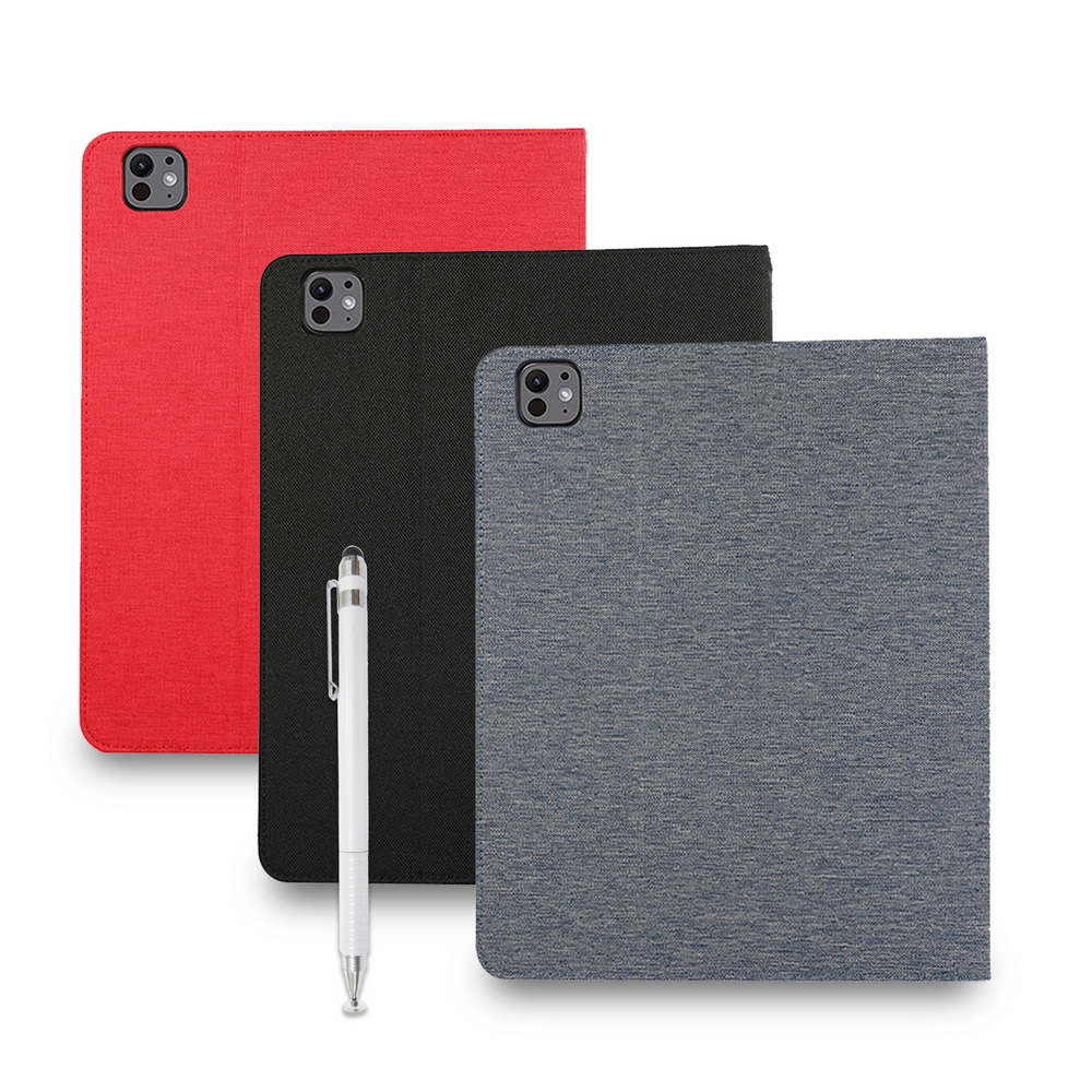 [LP121 Professional Fabric Texture Style] iPad Pro 11-inch 2024 Tablet Protective Case (Built-in Pencil Holder) (with Precision Stylus Pen)