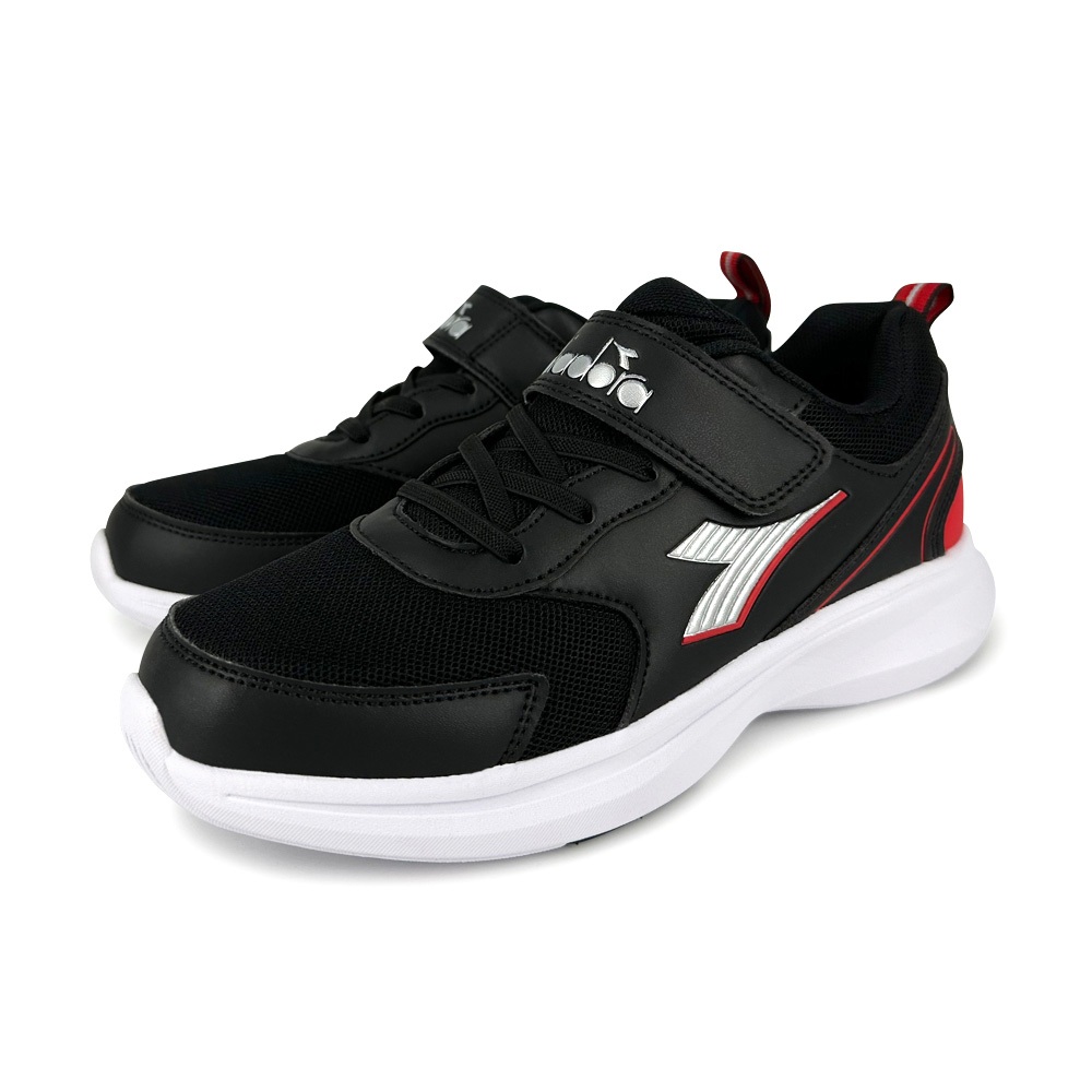 DIADORA迪亞多那 超寬楦兒童運動鞋 童運動鞋 童鞋 時尚 輕量 透氣 保護後跟 足弓支撐 耐磨 止滑 藍桔 黑紅, , large