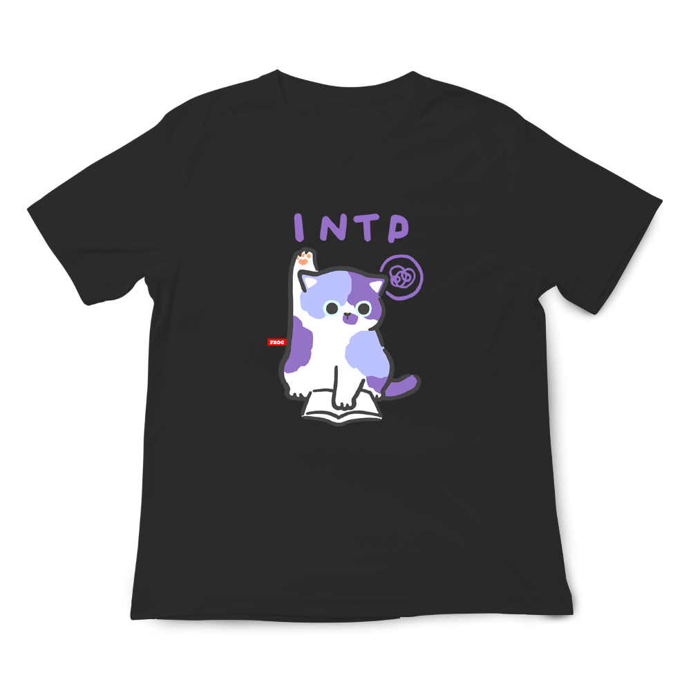JZ TEE MBTI貓咪 INTP-邏輯學家 印花短袖, , large