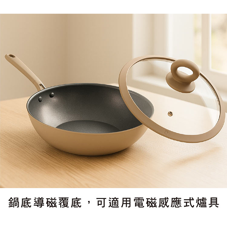 仙德曼旋薄輕量不沾深炒鍋-附蓋-32cm-2支, , large