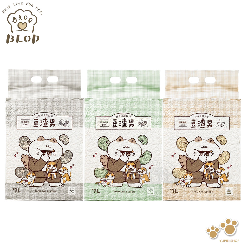 6包組 BLOP 豆渣男豆腐砂 活性碳 7L 約2.5kg 2mm 條型 貓砂 強力凝結 貓砂 除臭 環保貓砂 可沖馬桶, , large