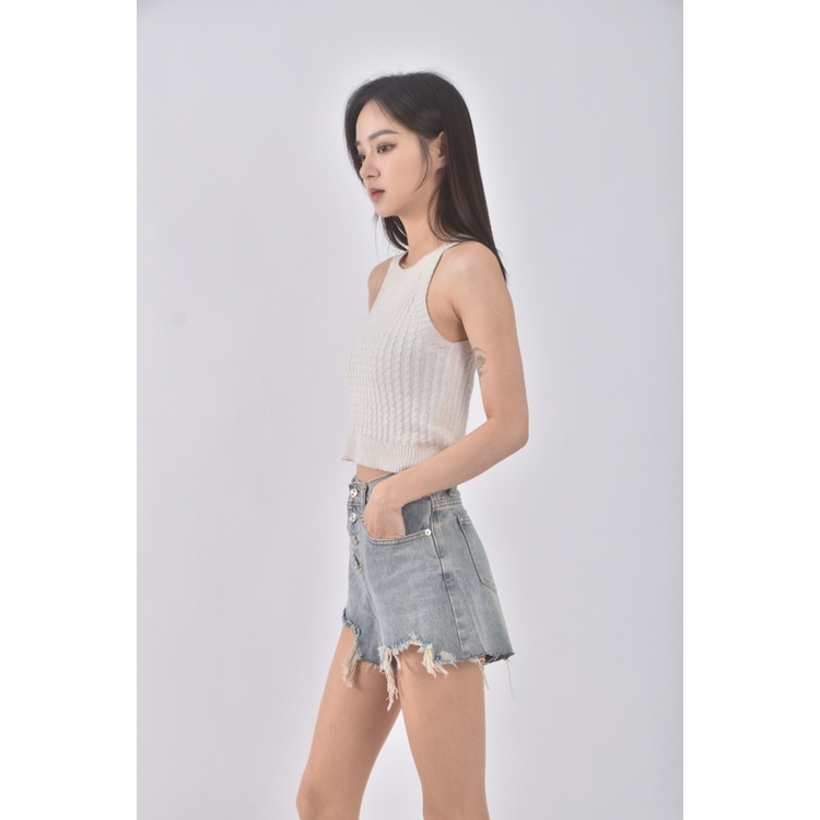 (S) 【智恩私服】sin mau is sexy高腰丹寧牛仔質感棉質藍色短褲二手衣, , large