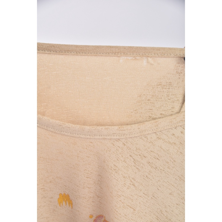 (S) 花紋杏色短袖上衣二手衣, , large