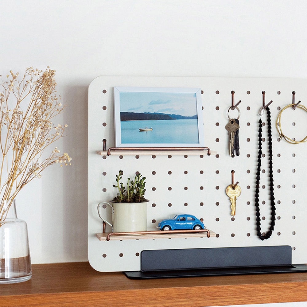 *需預訂【KING JIM】 PEGGY桌面收納組合架 洞洞板 白色 (PG400WH), , large