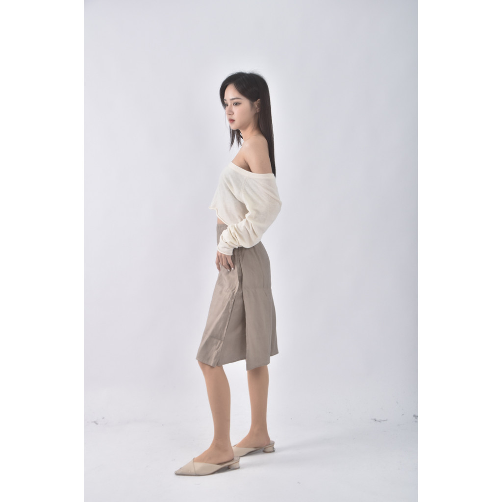 (XL) maxstudio質感亞麻純亞麻杏色短裙二手衣, , large