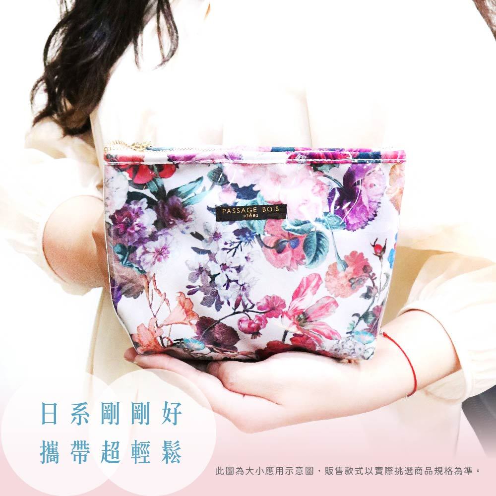 日本製 【Passage Bois】緹花 防水拉鍊化妝包, , large