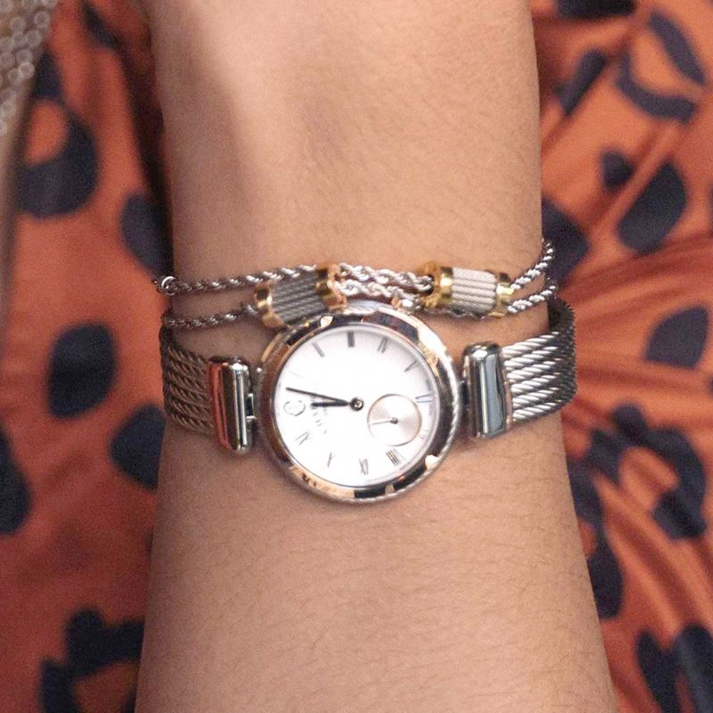 CHARRIOL 夏利豪 FOREVER WAVES CHARMS 鋼索手鍊 送禮推薦 06-102-1139-15, , large