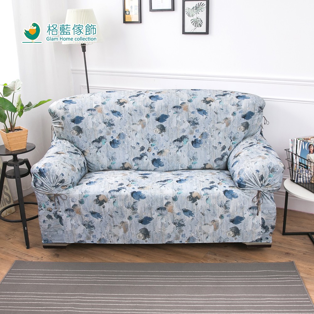 【格藍傢飾】伊諾瓦涼感彈性沙發套-藍  萬用沙發罩彈性防滑全包, , large