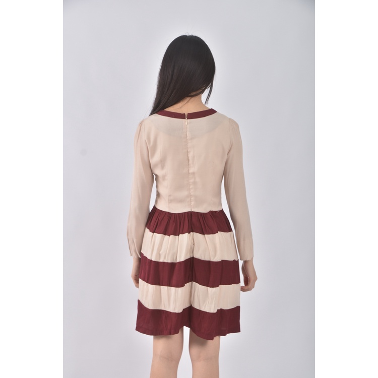 (S) v m luxury fashion棉質撞色杏色洋裝二手衣, , large