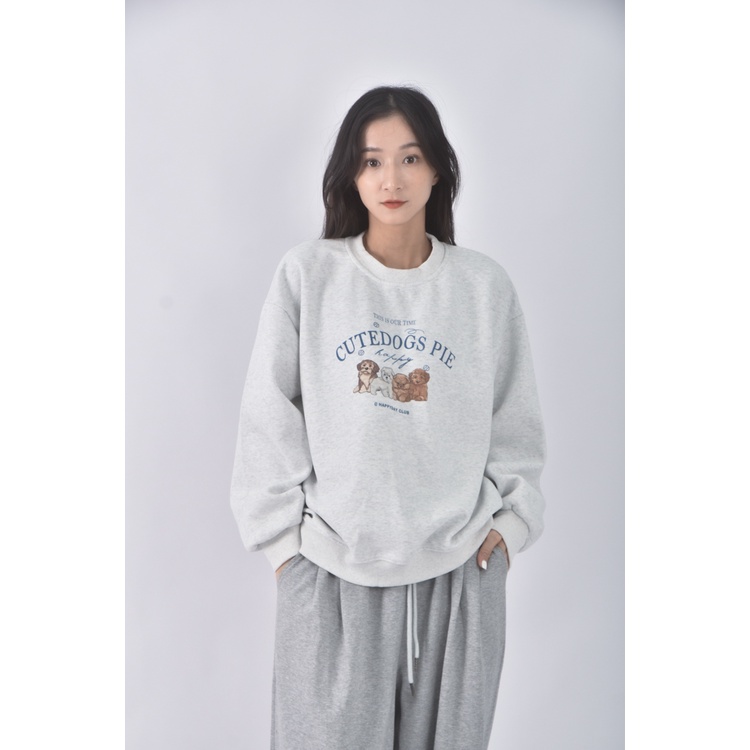 (F) mm slx韓牌狗狗灰色長袖上衣二手衣, , large