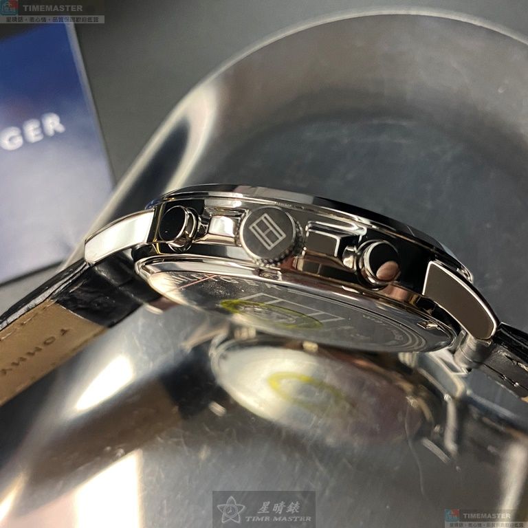 [星晴錶業]TommyHilfiger手錶,44mm,TH00011鐵灰色錶面銀錶殼深黑色真皮皮革錶帶款, , large