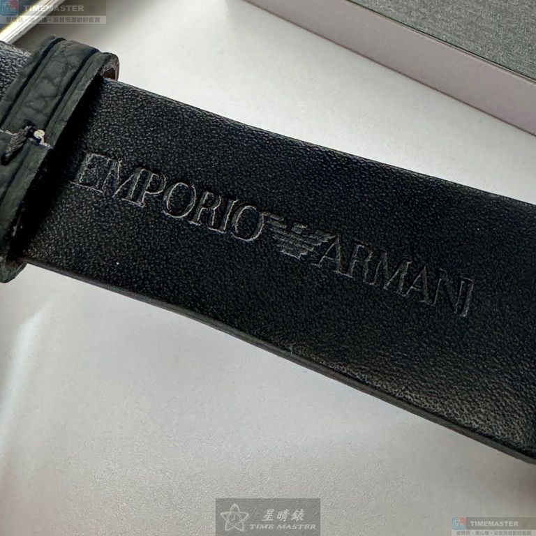 [星晴錶業]ARMANI手錶,44mm,AR00050黑色錶面黑錶殼深黑色真皮皮革錶帶款, , large