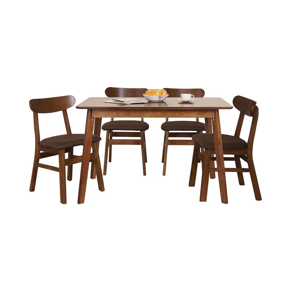 【Homelike】喜家居120cm實木餐桌椅組(胡桃色)(2312-22), , large