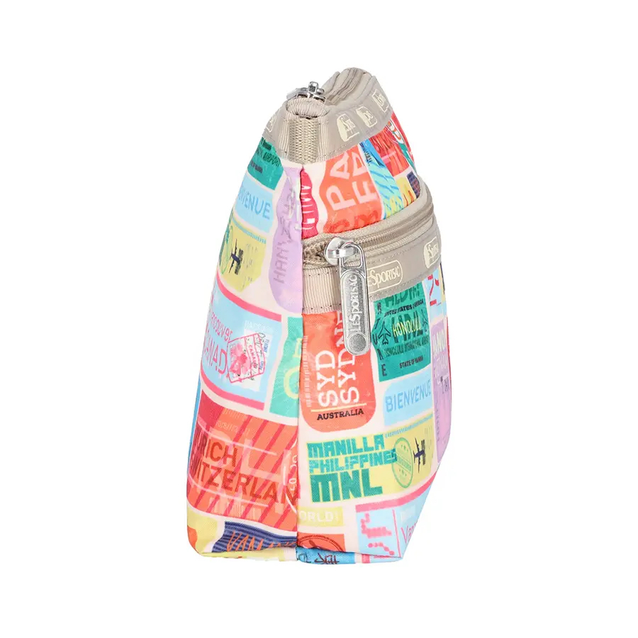 Lesportsac 3-Zip Cosmetic 三層拉鍊化妝包 / 綠色慢旅, , large