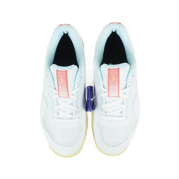 Mizuno Cyclone Speed 5 女 排球鞋 穩定 包覆 回彈 白 水藍 [V1GC258030], , large