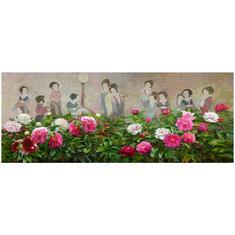 【御畫房】榮華富貴 國家一級畫師手繪油畫60×120cm(VF-58), , large