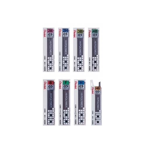 【 Pentel 飛龍 】HI-POLYMER 自動鉛筆芯 0.5mm /個 C205  -  2B, , large