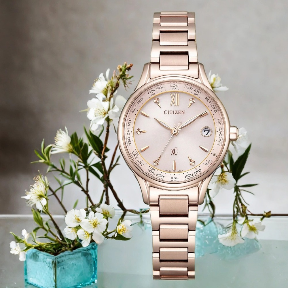 CITIZEN 星辰 Hebe田馥甄廣告款 XC 台灣限定 光動能電波萬年曆女錶 EC1193-55X, , large