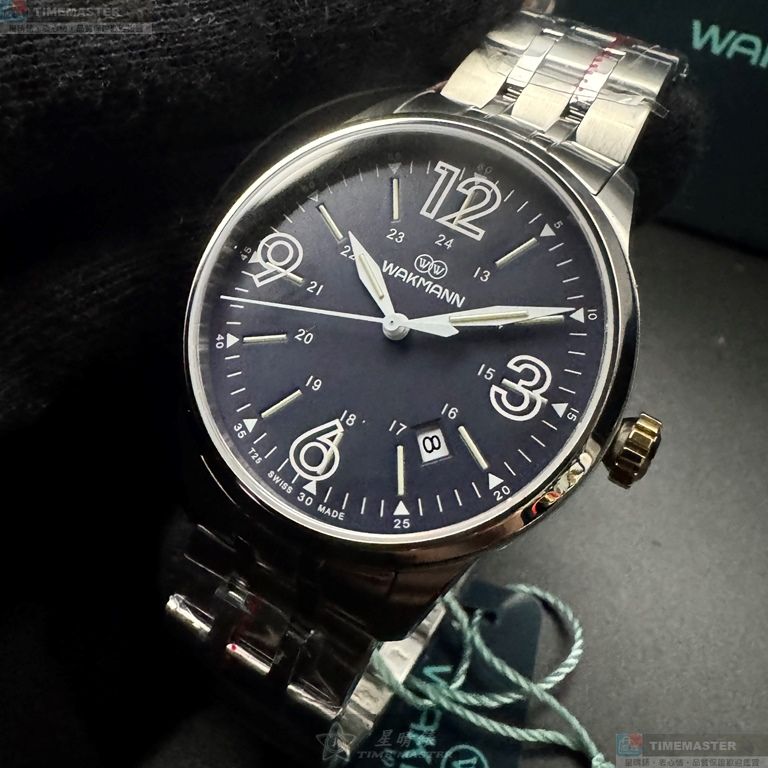 [星晴錶業]WAKMANN手錶,42mm,WA00049寶藍色錶面銀錶殼銀色精鋼錶帶款, , large