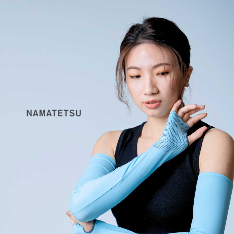 [標準桿] NAMATETSU Girl's UV Sleeves with Anti-slip Silicone palm  blue, , large