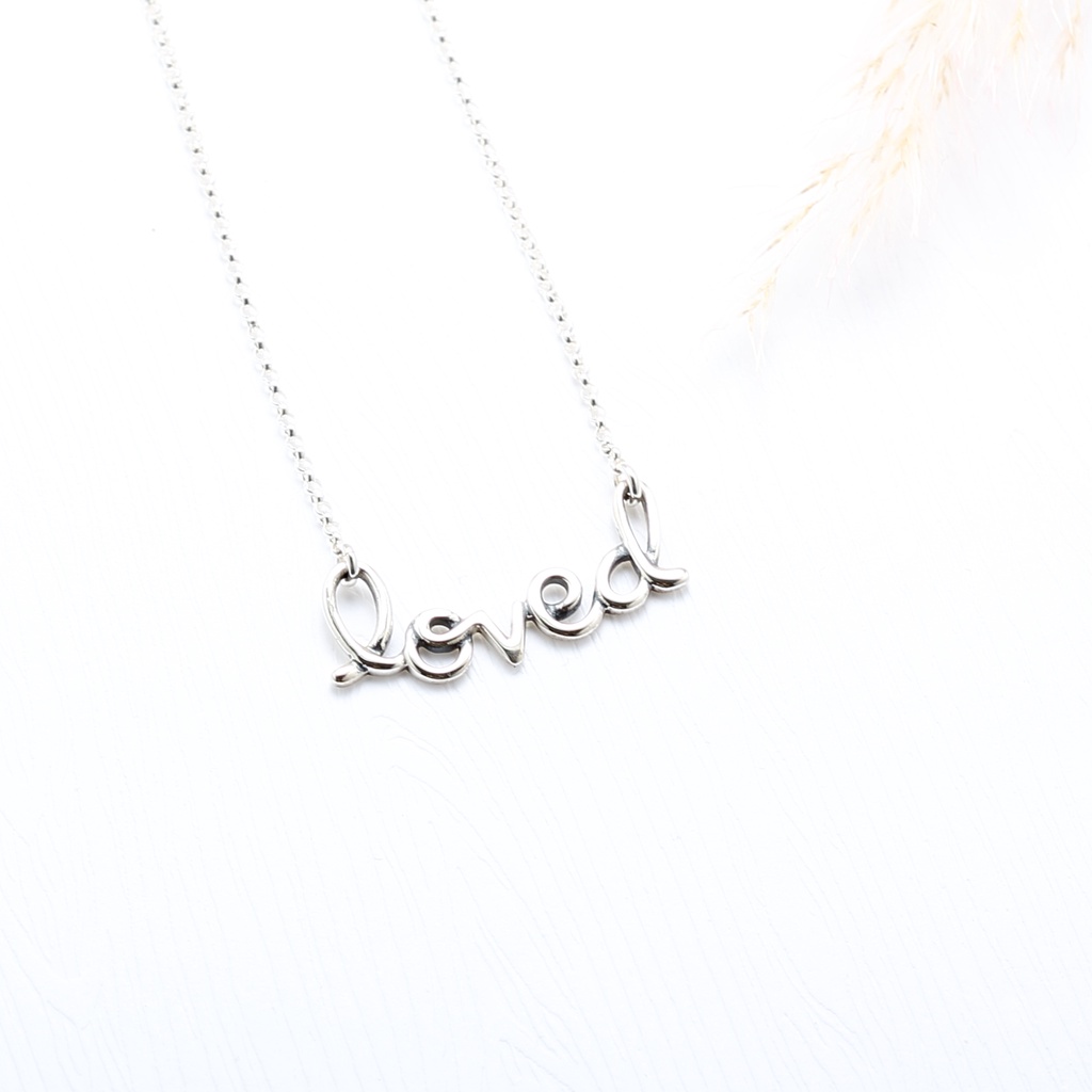 【Angel & Me】Letter Loved s925 sterling silver necklace Valentine Day gift, , large