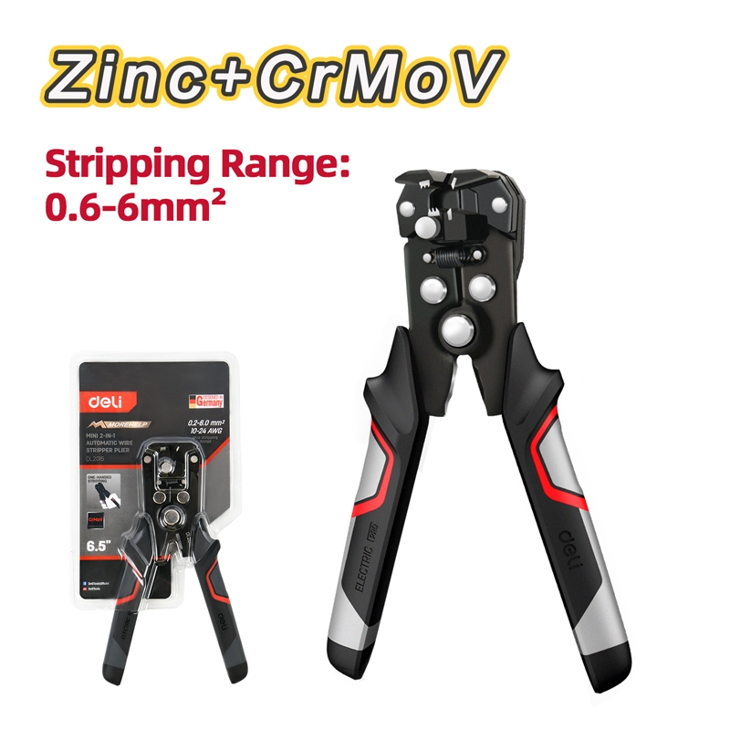 【得力工具 deli tools】 多功能 加強版刀片 自動剝線鉗 剝線鉗 免對孔快速剝線鉗 -2in1 自動剝線鉗(0.6-6mm ), , large