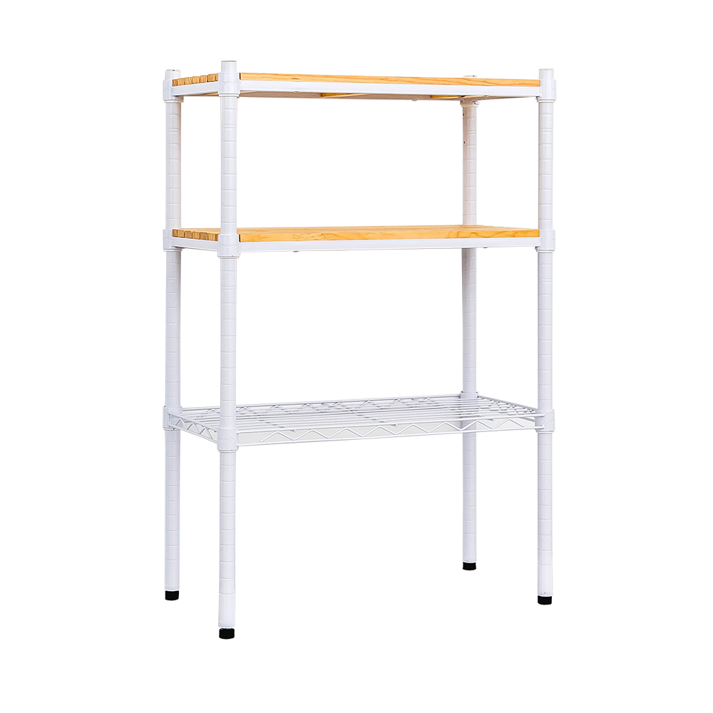 【Y HOUSE】60x30x90cm pine wood three-layer storage rack rack iron rack - painted white