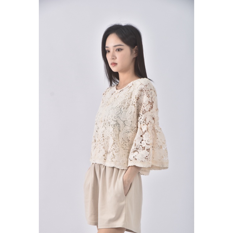 (M) superemelala質感裸空杏色短袖上衣二手衣, , large