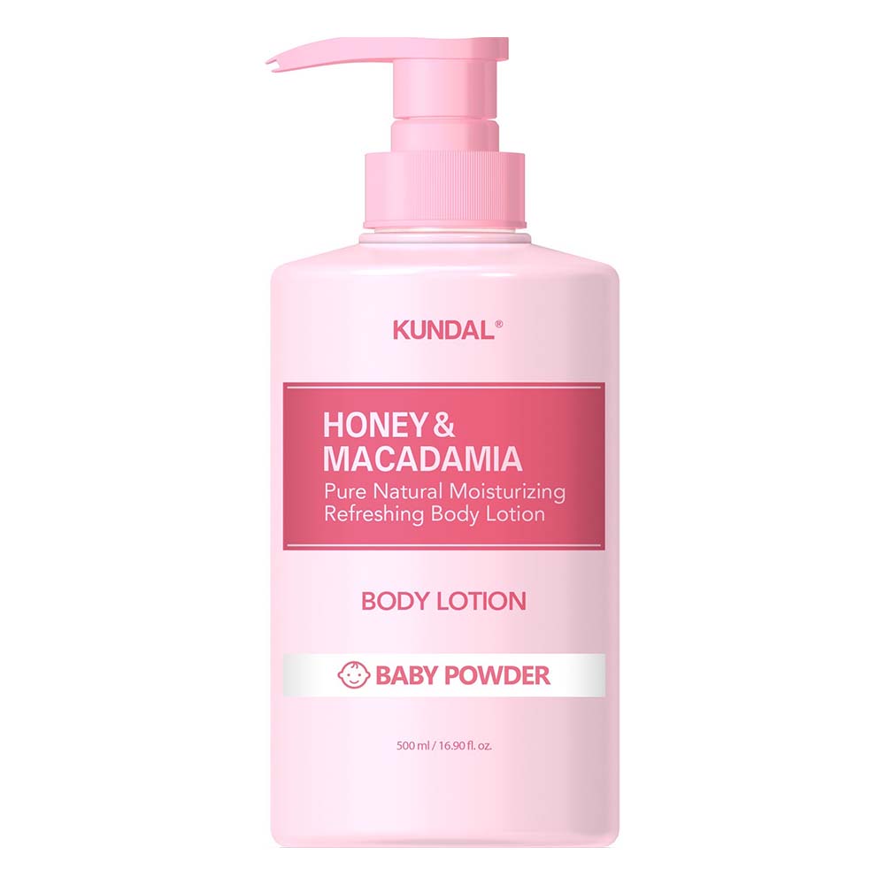 [巨林生化科技]【KUNDAL昆黛爾】HONEY&MACADAMIA Pure Natural Moisturizing Refreshing Body Lotion 500ml(BABY POWDER)