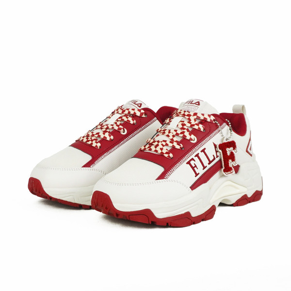 Kixpress-Fila Clunky Sneaker 女 運動休閒鞋 經典厚底 老爹鞋 米白 紅 [5-J939Y-122], , large