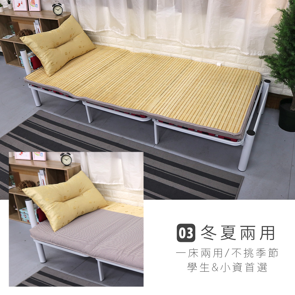 [台客嚴選] MIT稻香拚色冬夏兩用竹面單人床墊-附同色記憶枕-拼色豹紋 台灣製 學生床墊 學生床墊 外宿床墊, , large