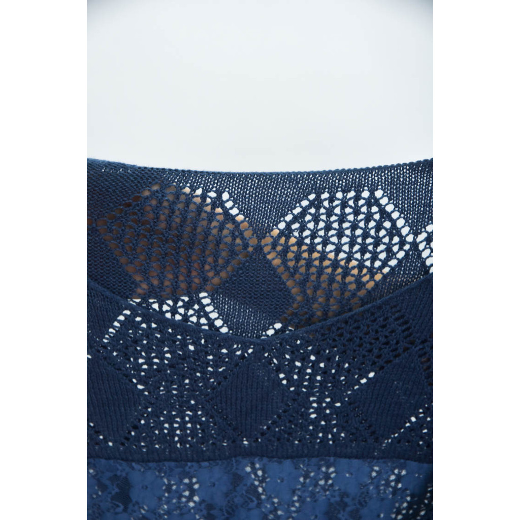 (L) 格紋藍色毛衣二手衣, , large