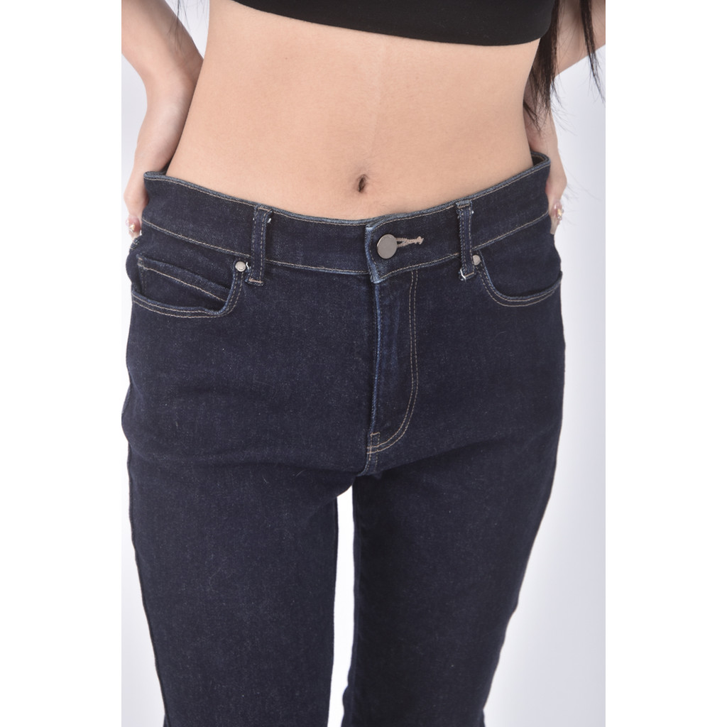 (L) uniqlo丹寧牛仔質感棉質藍色長褲二手衣, , large