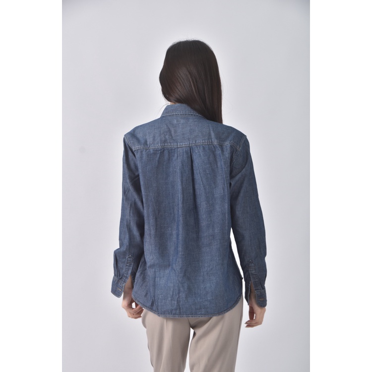 (S) uniqlo質感棉質純棉藍色長袖上衣二手衣, , large