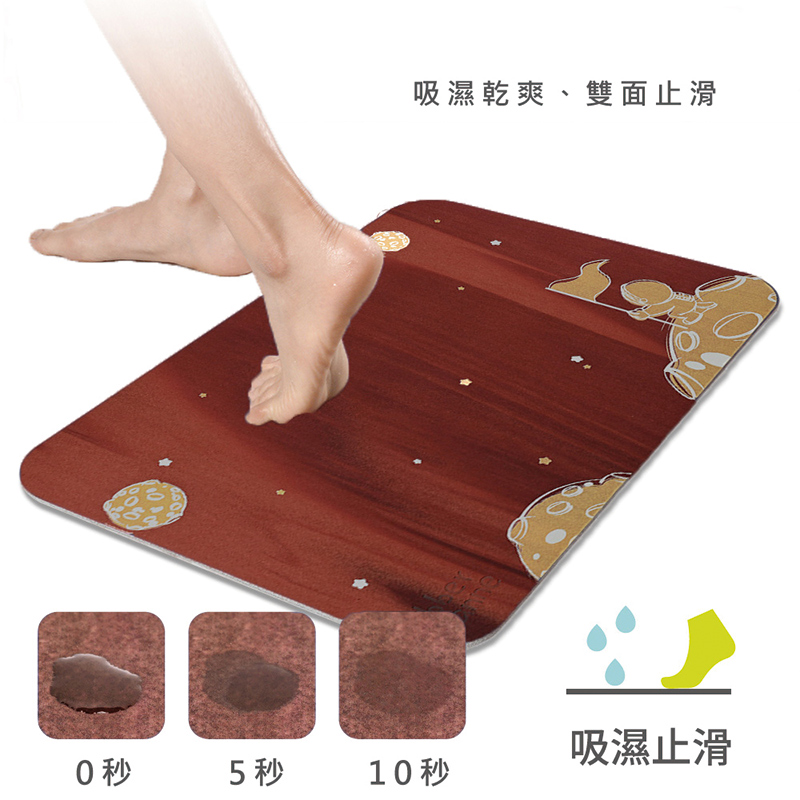 【怪獸】rubber anne 10秒頂吸 夜光版 軟式珪藻土吸水地墊 星際流浪 (60x40cm) -紅粽系列, , large