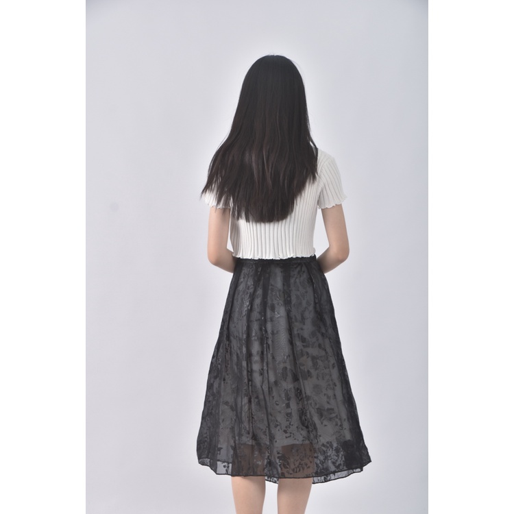 (XL) fan chi質感網紗黑色長裙二手衣, , large