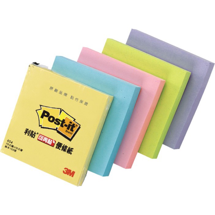 3M   可再貼 654便條紙(多色)黃, , large