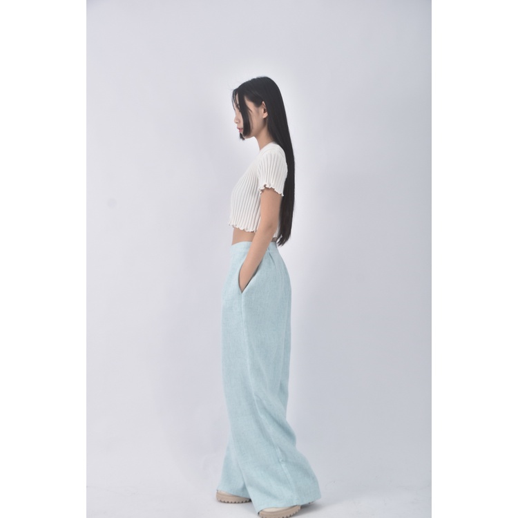(M) air space lady高腰小香風寬鬆藍色長褲二手衣, , large