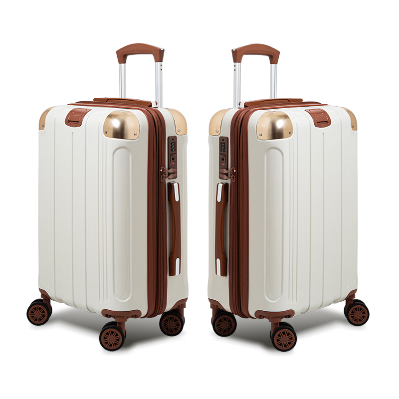 【Alldma鷗德馬】25吋亮面紋拉鏈行李箱M5-咖啡拿鐵(贈保護套C2+B2棋盤束帶+多功能海關鎖)