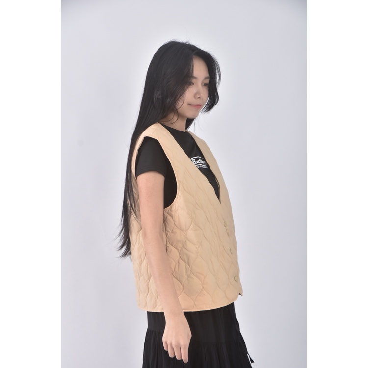 (S) meier q質感背心格紋杏色外套二手衣, , large