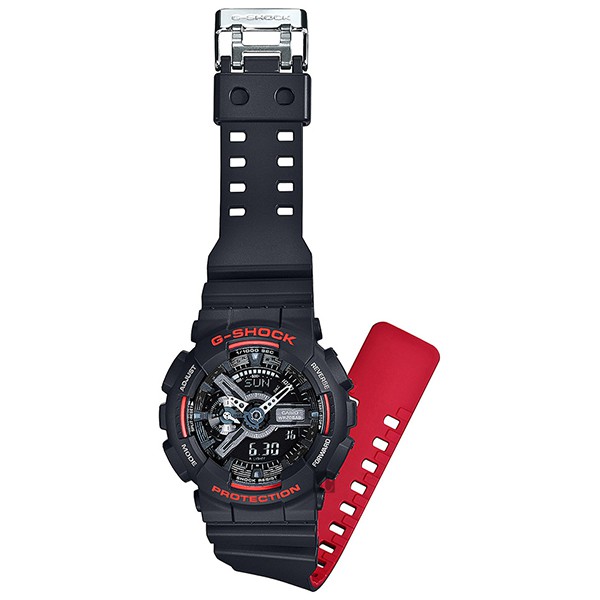 CASIO 卡西歐 G-SHOCK 人氣經典紅黑雙顯手錶 GA-110HR-1ADR, , large