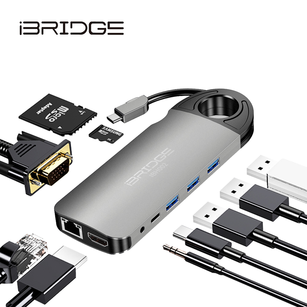iBRIDGE 10-in-1 Type-C Hub Multi-Function 4K Adapter