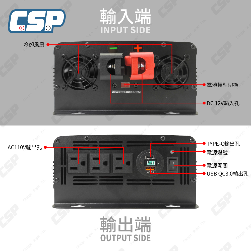 【CSP】PD-1200W純正弦波 1200W 轉換器 逆變器 電源轉換器 備用電源 露營行動電源  雙模式 Inverter 台灣制, , large