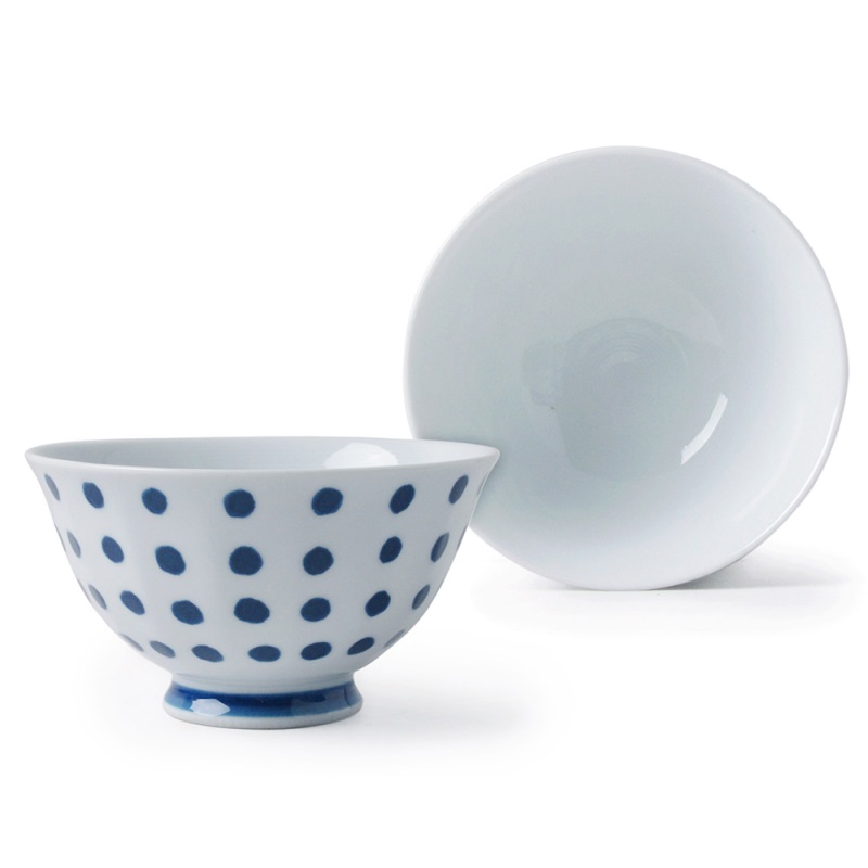 [豐名日本餐具] 4.0"輕量飯碗 藍水玉 有田燒 / C04RB0-362-BB