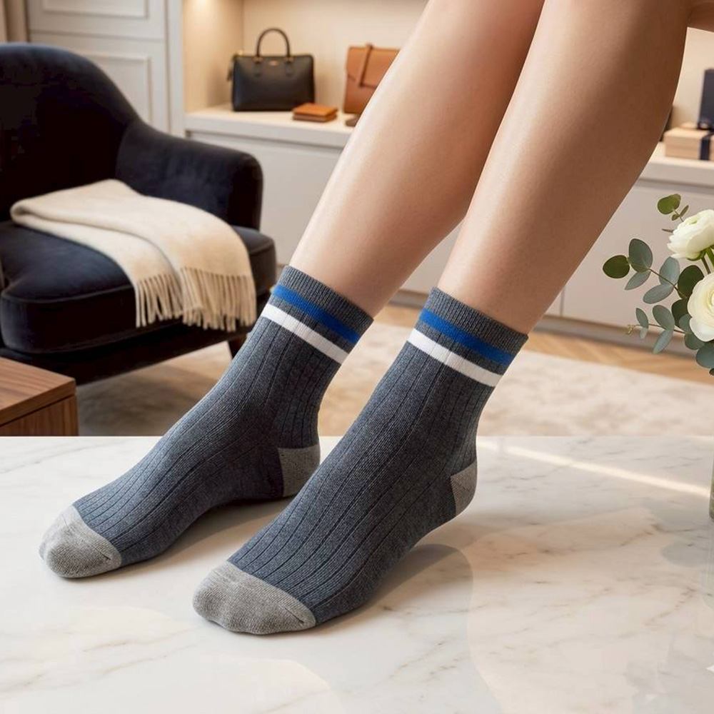 Kaimei Cotton | 8-Pack Random Colors - Classic Ribbed Crew Socks: Preppy Style Cotton Socks (22-26cm), , large