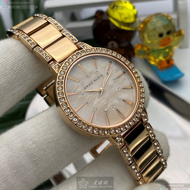 [星晴錶業]AnneKlein手錶,34mm,AN00634粉紅色錶面玫瑰金錶殼玫瑰金色精鋼錶帶款, , large